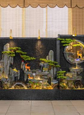 公司创墙水意流水落地饰RKV摆件客厅玄关水幕墙隔断屏风装加湿器