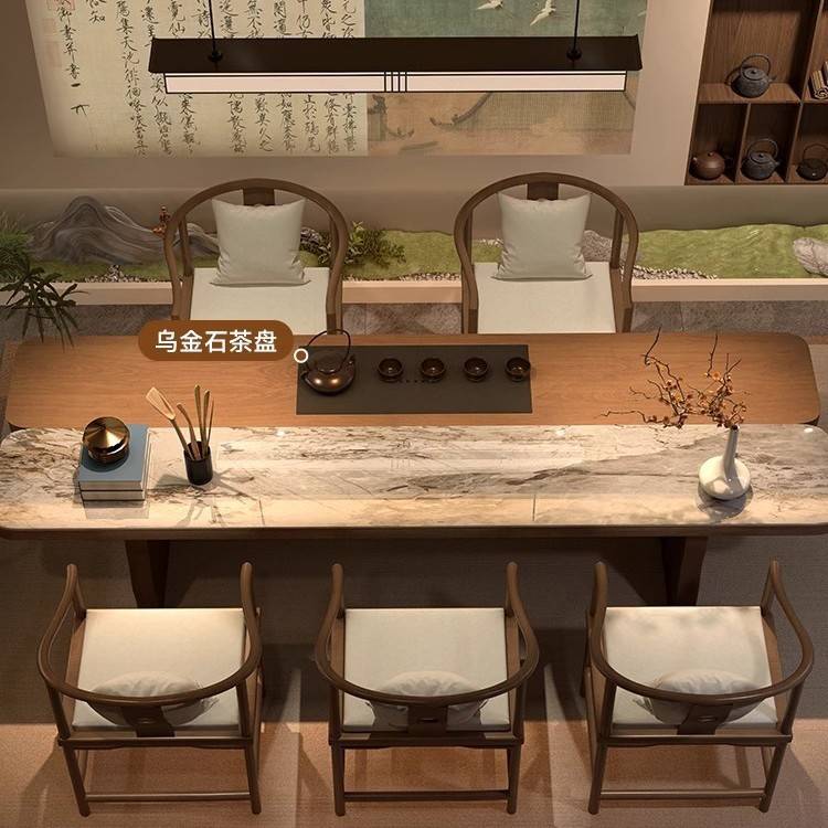 实木茶桌椅组合现代简约一桌五椅茶台家用客厅商业办公室泡茶桌子