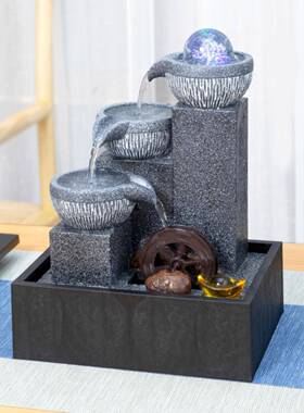 摆件桌面风水轮循环水型办公室背柜茶室流流F767T66S水生水财小风