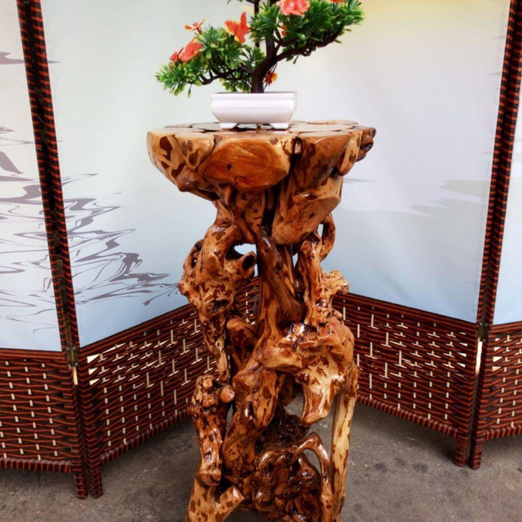 根雕直花架杜根创意SBG根雕底座客摆鹃件厅弯曲实木树根景移盆动
