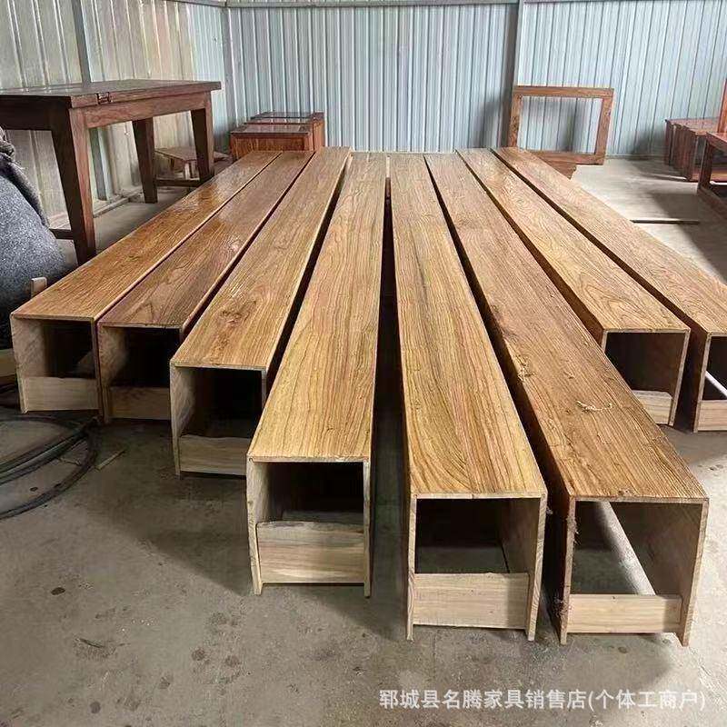 老木梁吊顶装饰条榆中式实木木装饰空心木梁民宿餐厅木假方无品牌