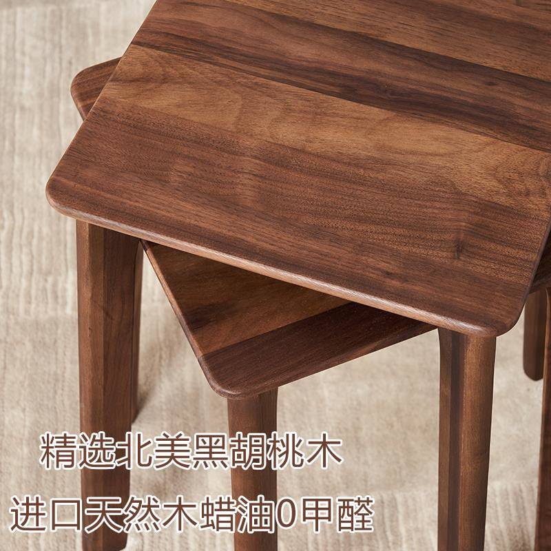 0A木北美黑胡桃实木子家凳板凳凳可用叠放餐凳学习椅F7678HJS子餐