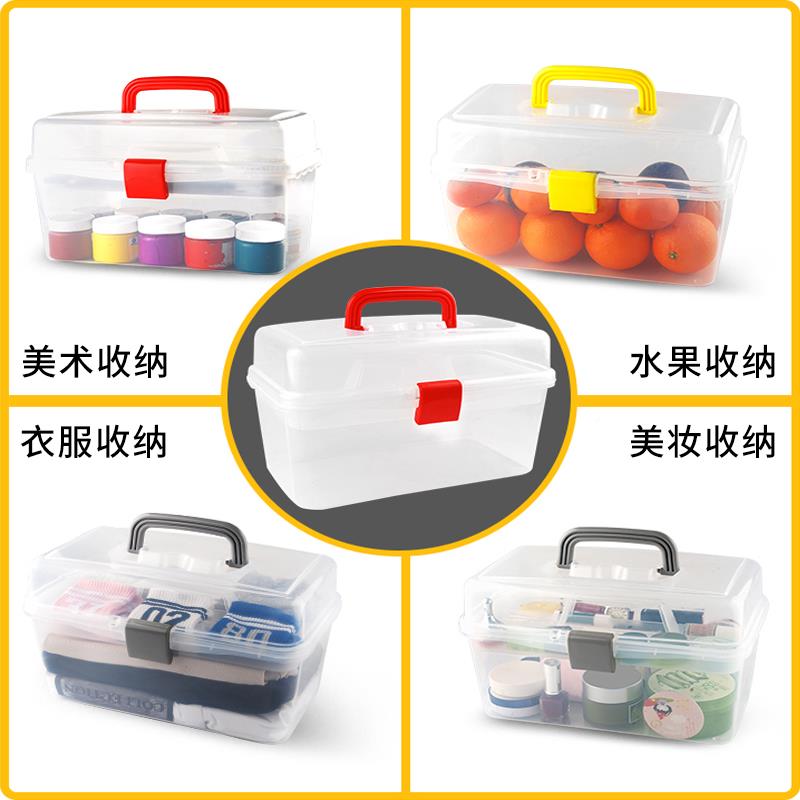手提RAB透明画画具箱加加厚塑料双工层高美甲美术专用生工具箱收