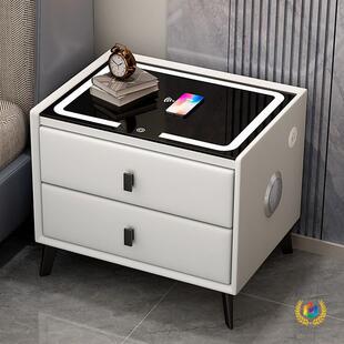 ?智能床头柜现代简实木网红无充电带灯主卧约功多能线家用多功能