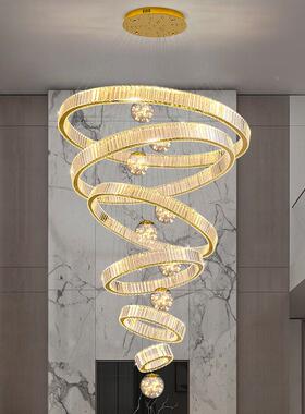 水式晶吊灯轻奢现代酒水晶灯别墅大堂空63414吊灯店复楼中空客厅