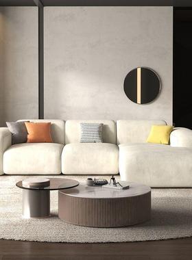 奶油风腐块法芙绒客厅小豆44271户型意轻奢简约现代艺科技布沙式