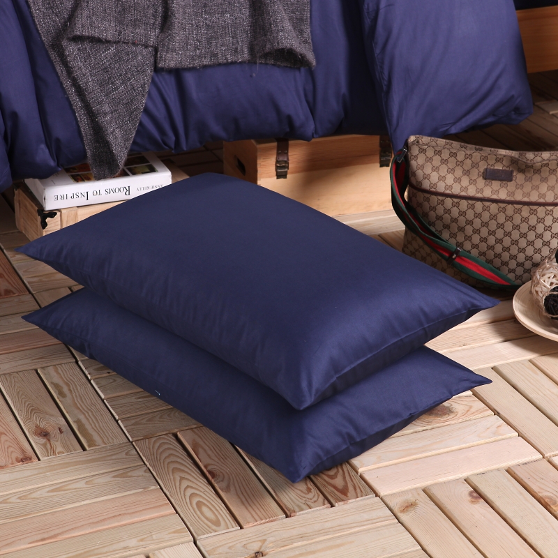 简约活性印染全棉纯藏蓝色四件套单色被套床单高支密床品