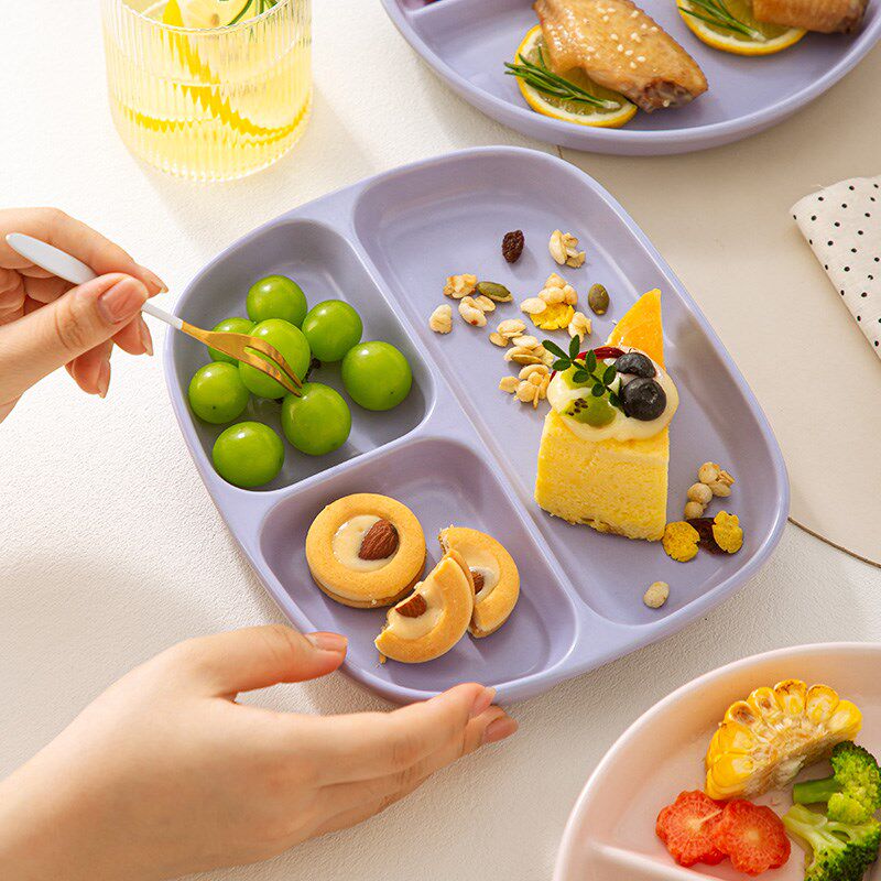 纯色陶瓷2餐盘分格早餐盘简约分格盘高颜值一人食