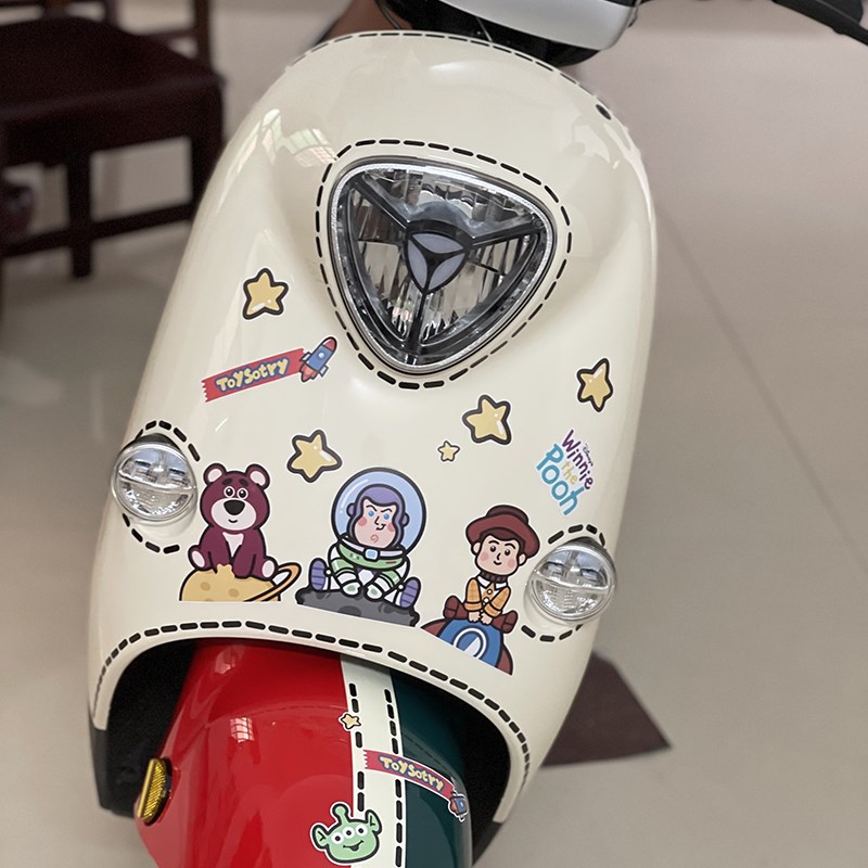 卡通电动车贴纸装饰摩托车雅迪台铃电车个性创意防水掩盖划痕贴画