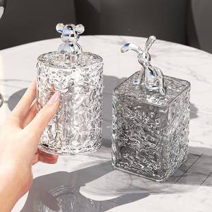 纹防尘棉签收纳盒牙签盒NIK签罐签盒感牙筒客厅牙线家用冰牙 包邮