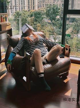 懒人沙发单人客厅家用复古休闲设奢计师轻泽OSV西岛发实木沙椅躺