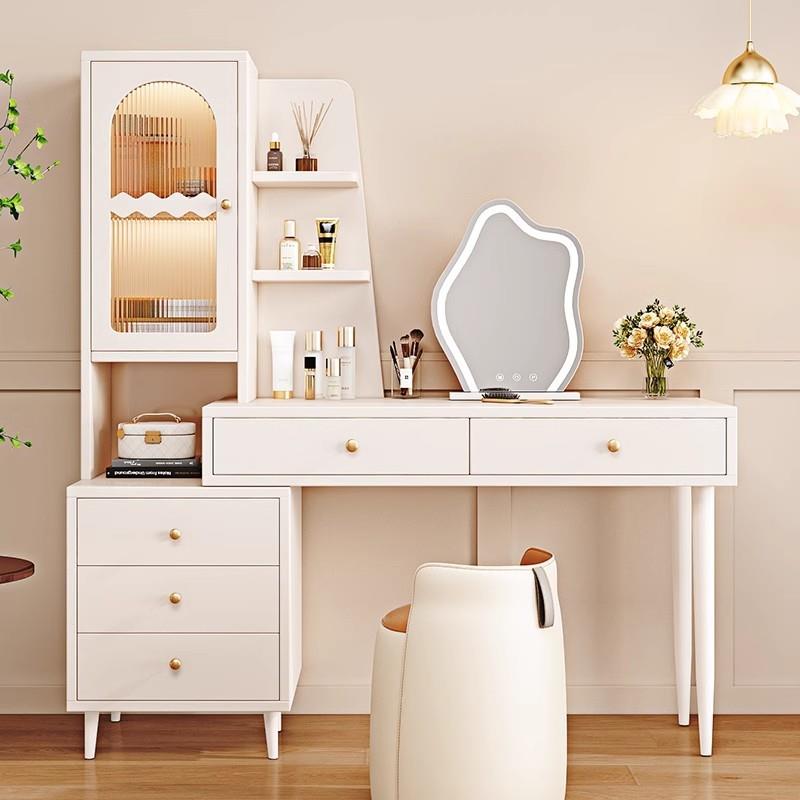 缩梳妆台卧约室现代法简化妆桌子斗柜一体书式妆台NQF小户型伸学