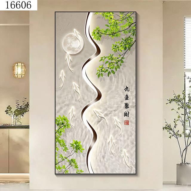 玄装饰画带壁灯挂画关鱼挂画过道过道TCD入户九图画