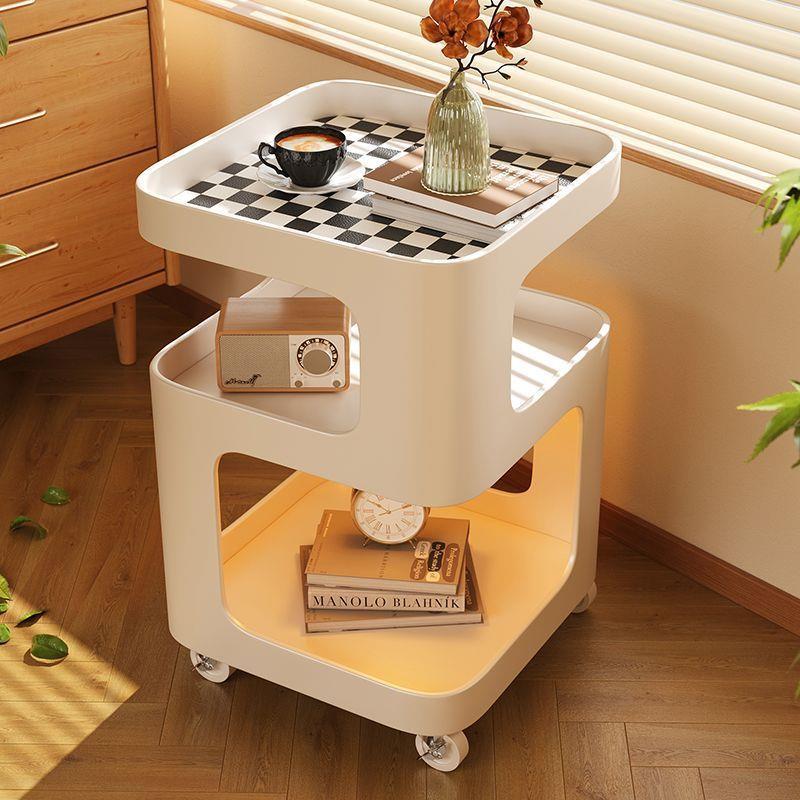 轻边奢角客几卧室置物架小茶几移可动铁艺收12纳柜沙发几边柜创意