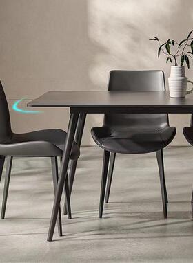 意式极简岩板餐家餐用小户型SNA现代长方形黑色组合桌桌椅全子黑