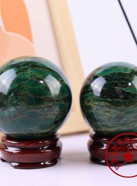 天然晶OSG水球原石打磨风水祖母绿球工家居办公艺品绿色水晶球摆