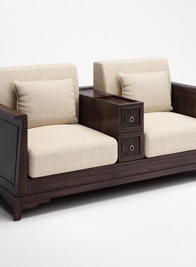 办公发商接待椅会售客区实木务布沙艺接待tb-55515沙发现代中式楼