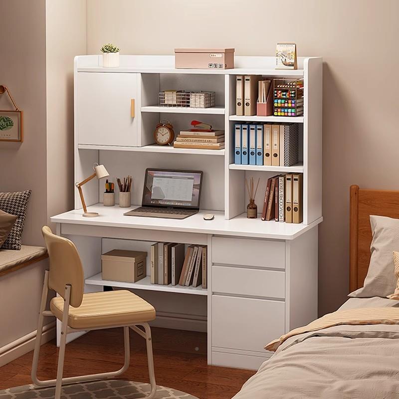 书桌简约生电脑台式桌书用桌书架组合一体桌卧家室ARU学学习写字