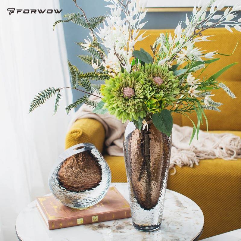 珀墅枫炜家简约复古琥FW76473色琉璃浮冰手工花瓶别居客厅电视柜
