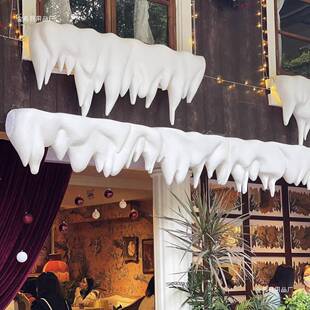 圣诞景造雪屋条檐雪挂冰挂雪顶雪雪装饰冬花季门647头冰凌布置