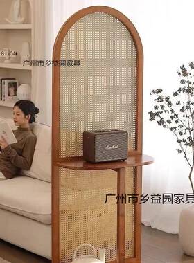 中藤编风隔VYT77断屏挡客厅玄关实式木折叠小户型遮入户简约