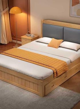 木床简约现代实1米8床双人床主卧.5F97H6TT52米出租房经济型1米单