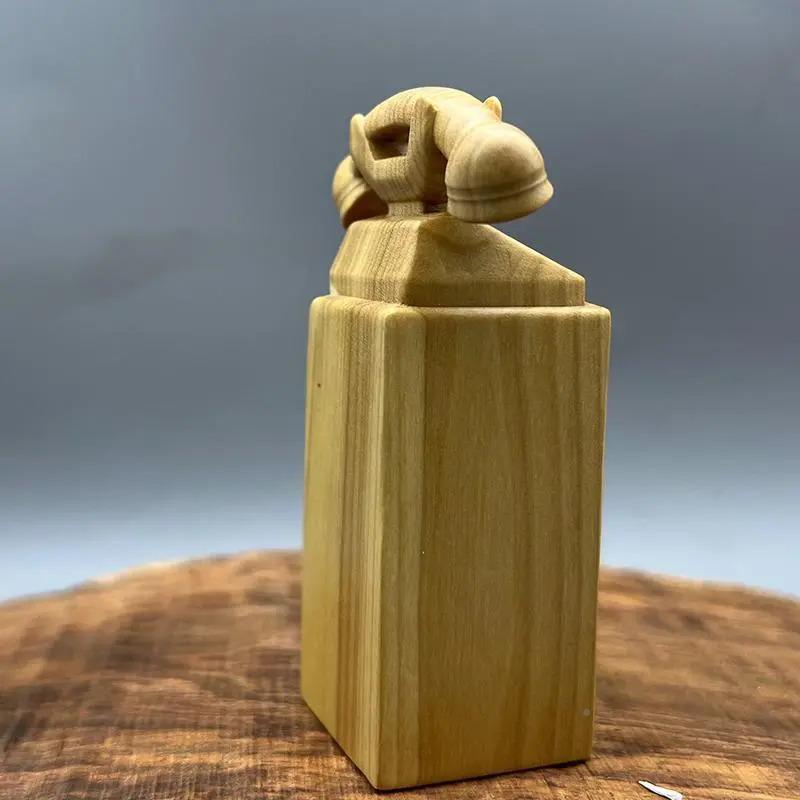 小叶黄办杨木话雕刻创意固定玩电厅手把件公室装饰摆件无品牌/茶