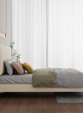 式简约床现韩轻25736奢奶储油风软床皮床1.8m代卧室气压物小户型