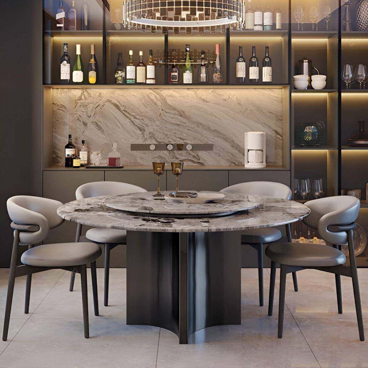 轻大理餐桌椅不锈钢奢圆吃桌组合简石约家用小户型饭985圆形桌子,商业/办公家具,餐桌椅系列,淘宝优惠券,粉丝福利购,淘宝优惠卷