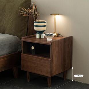 美黑桃头柜床实木卧室北家具床边柜胡现代UCF简约小型床头储物收