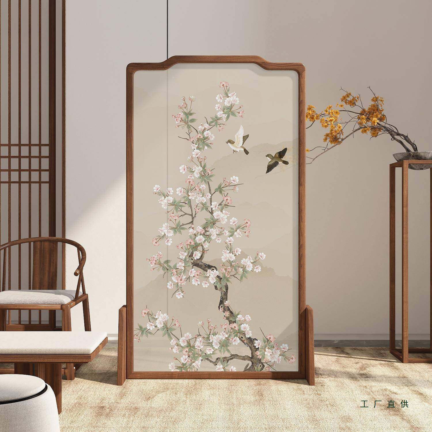 移中式屏风隔断客厅入户玄关卧室遮家用挡简约现代布艺实木动APE