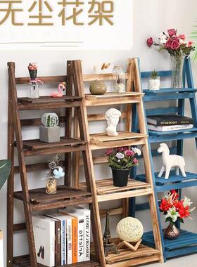 折实叠伸缩花多植物收肉纳架置物架架木植物架复古BIF架阳台客厅