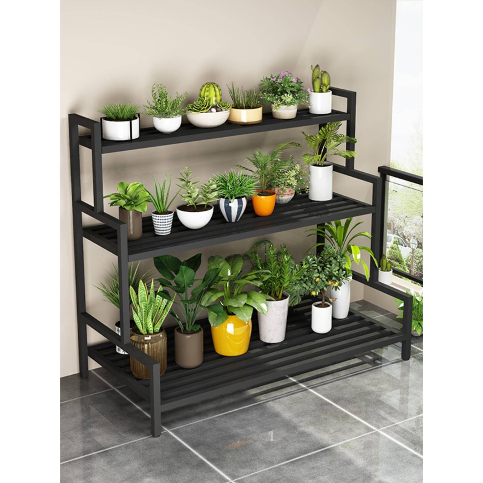 新品层铁艺多物架简约室内外阳台置客SSP厅梯多肉花架防腐架形子