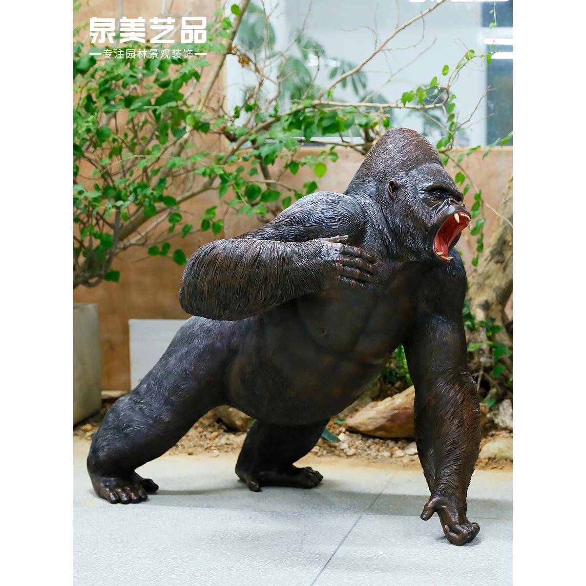 玻钢动真大猩猩雕塑摆件公OJM园景区户物外园林景观装饰商璃仿场