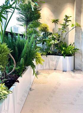 锈钢花箱户外组合TJD镀板成锌品花槽长形悬浮方花池露不台铁栅栏