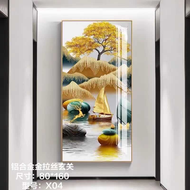 卧室床头装饰画晶瓷墙画酒店样板间主卧挂画横幅现代简约客厅壁画图片