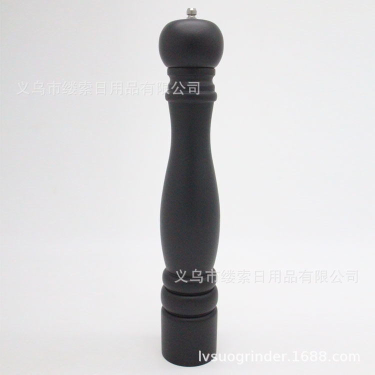 黑色高档橡胶木手动胡椒研磨器