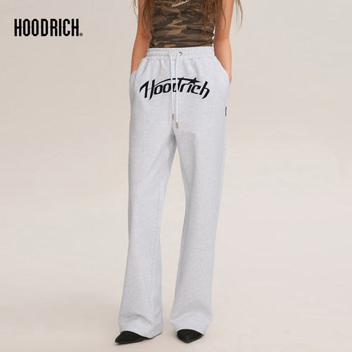 HOODRICH弧形字母LOGO贴布刺绣直筒卫裤春秋潮流休闲运动裤男款