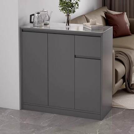 实木沙边柜板台面轻发奢茶水柜客厅岩家用边多功能储侧物收纳ZOU