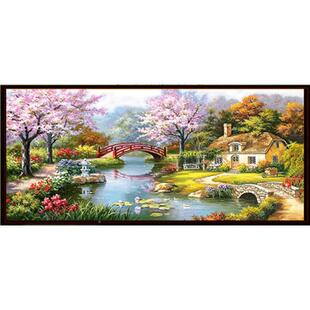 印花十绣线绣202新款5客厅卧室花园小欧梦幻家园式小字幅满屋绣风