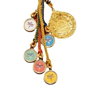 藏式唐卡五路财神汽车挂件车内吊饰坠2023新款高档手工编绳