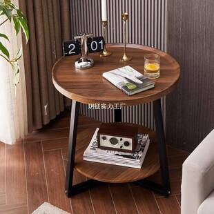 工厂销简直约022家用客厅小圆桌创意沙发高脚双层边现代几旁小茶