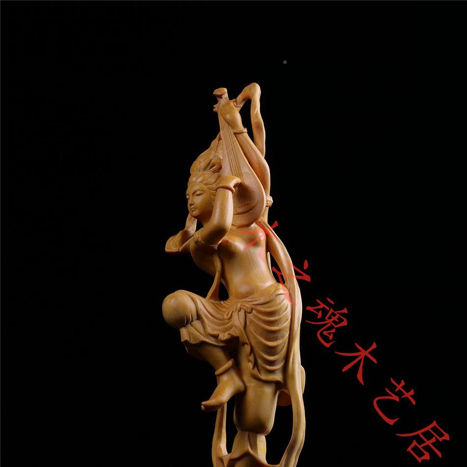 黄ZJC杨木雕新中式家居饰艺人装物摆收件雕刻工品藏敦煌飞天美女