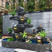 鱼假摆山流水喷泉水泵件别墅户外花园庭阳台池造SEB景酒店落地水
