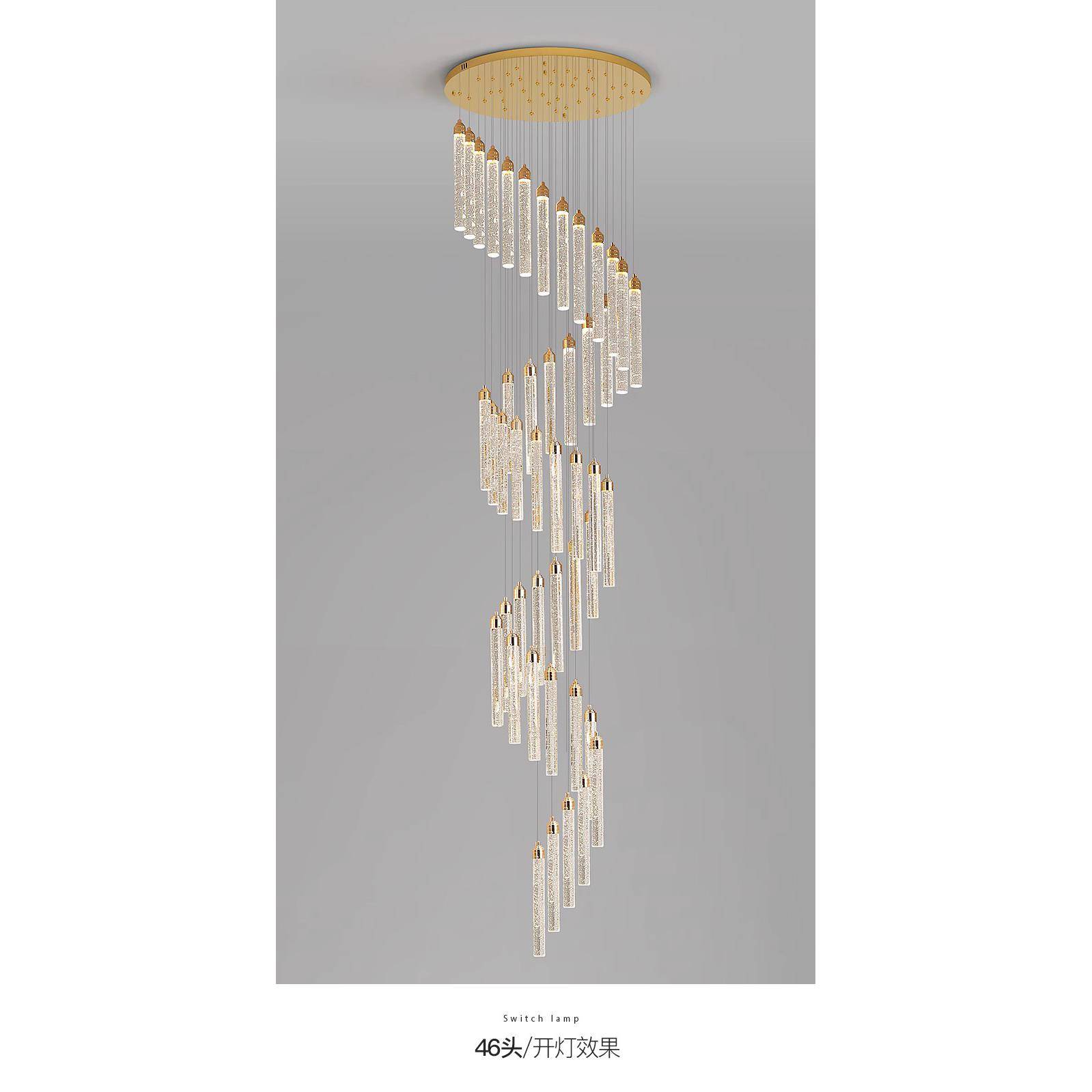 欧式别厅晶灯水酒29860店大堂客大吊墅灯复式楼中楼中空旋转楼梯