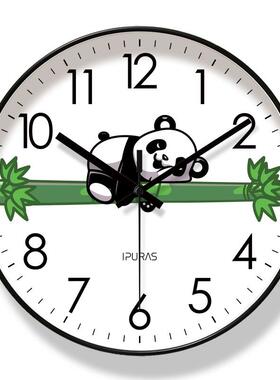 xyt670宠熊猫挂钟萌动物F76TM68H2表钟家用客厅时钟挂表静音扫秒