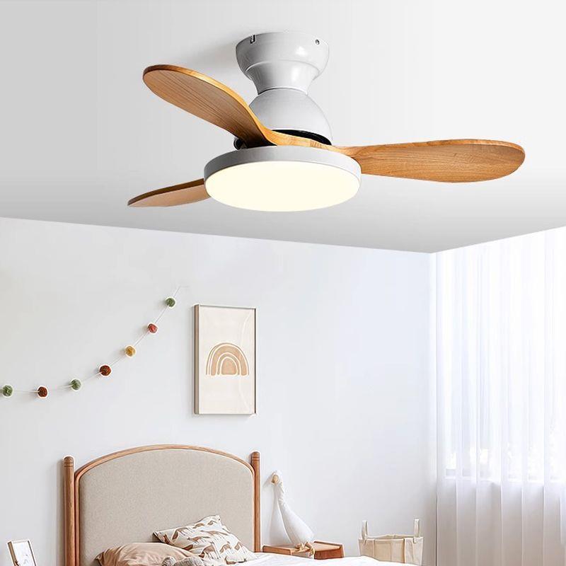 全光吸顶实木风扇灯餐厅客儿童谱房扇灯厅家用吊898一体卧室电扇
