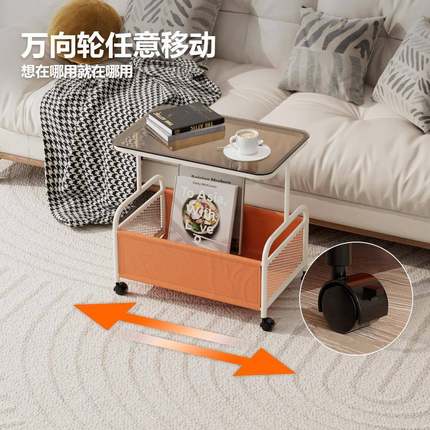 轻奢客厅功能小jjt-352推车边几奶油风床玻网璃茶几红创多意卧室头侧边柜