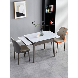 可伸缩折叠玉晶石餐桌椅组合小户型现代简约轻奢餐桌家用实木饭桌