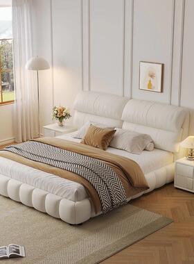 现代简约人床主卧软包实木双床卧双室用大家象耳朵84395皮艺双人